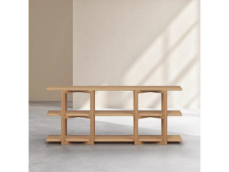 Habitat - Bibliothèque basse 3 étagères en chêne - Naturel - Janoa