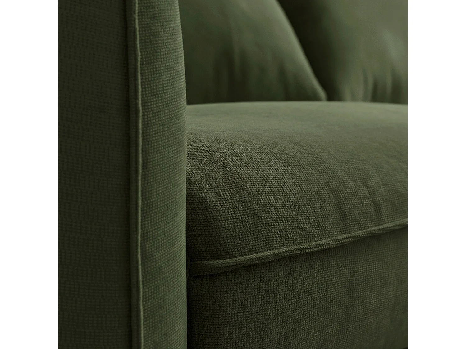 Canapé convertible 3 places - Couchage 160 cm - Matelas 16 cm - Tissu Norcia - Vert kaki