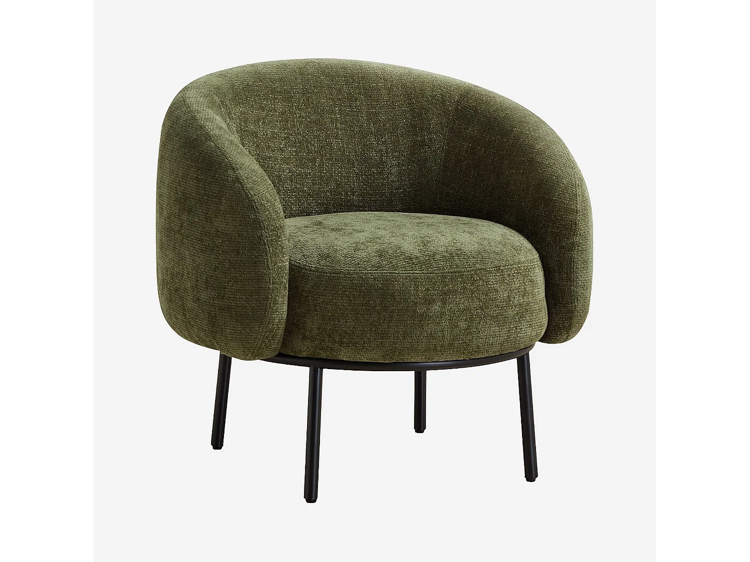 Habitat - Fauteuil en tissu chenille et métal noir - Vert kaki - Design by Adrien Carvès - Cajou II