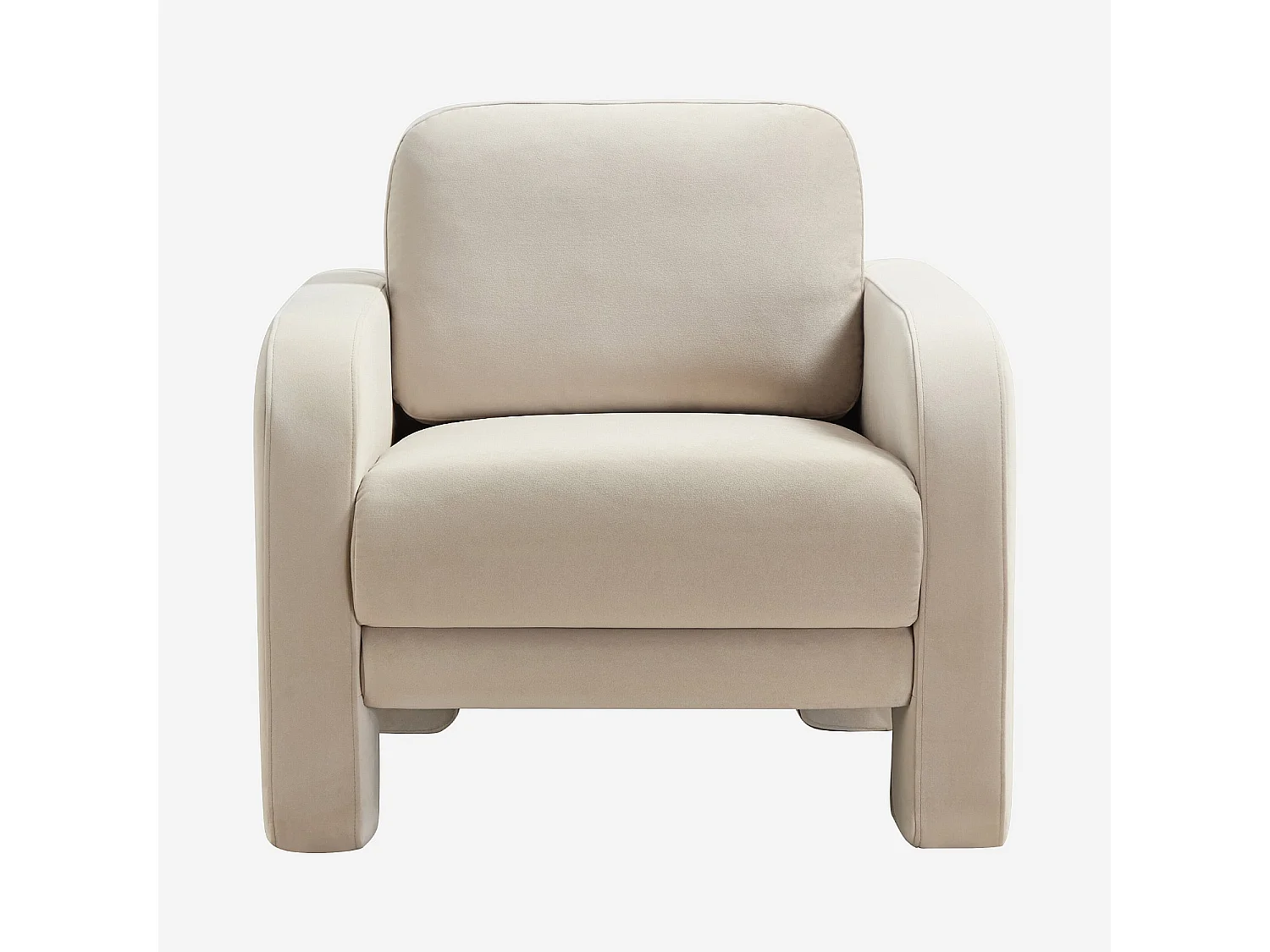 Fauteuil en velours - Crème