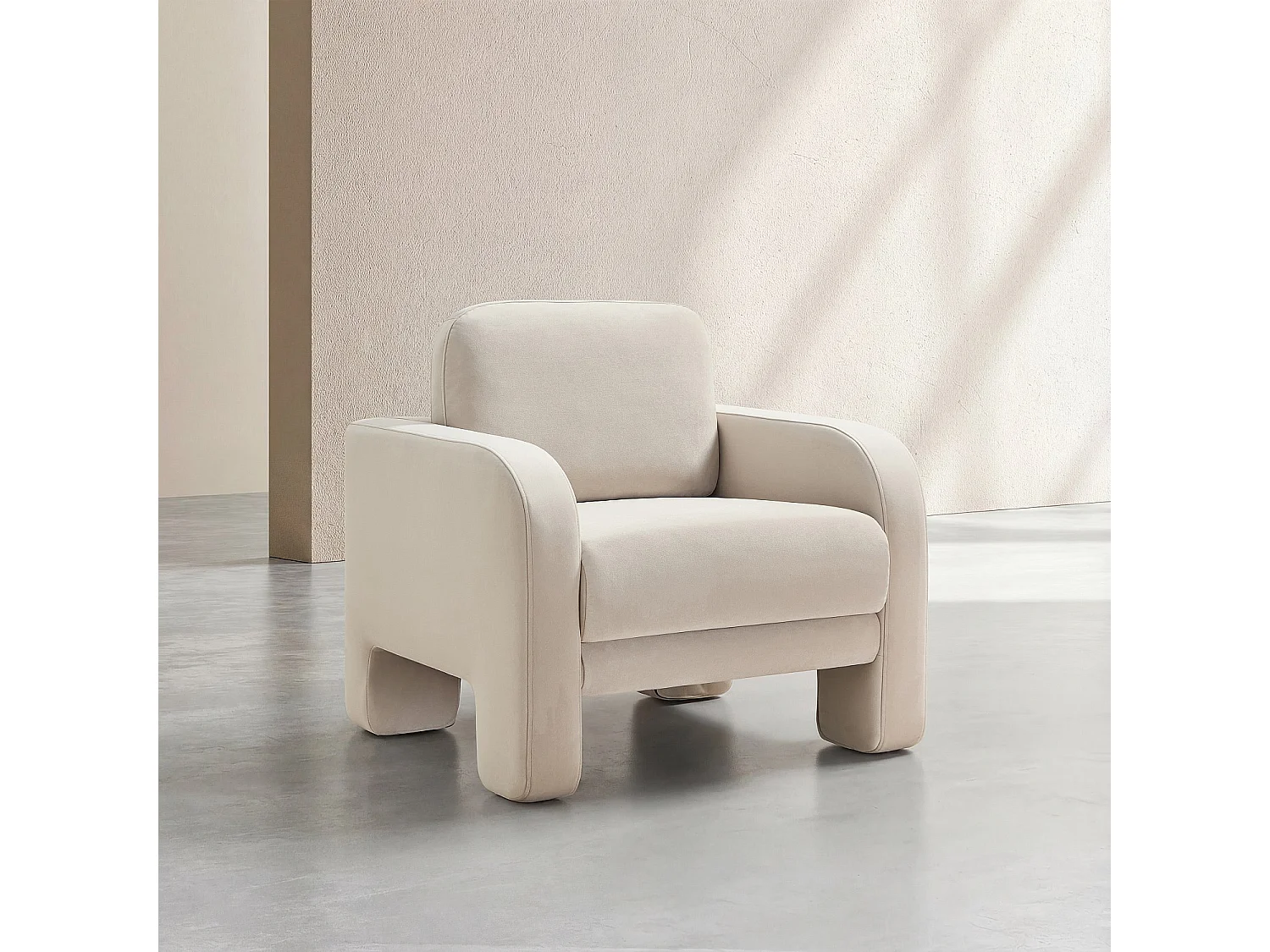 Fauteuil en velours - Crème