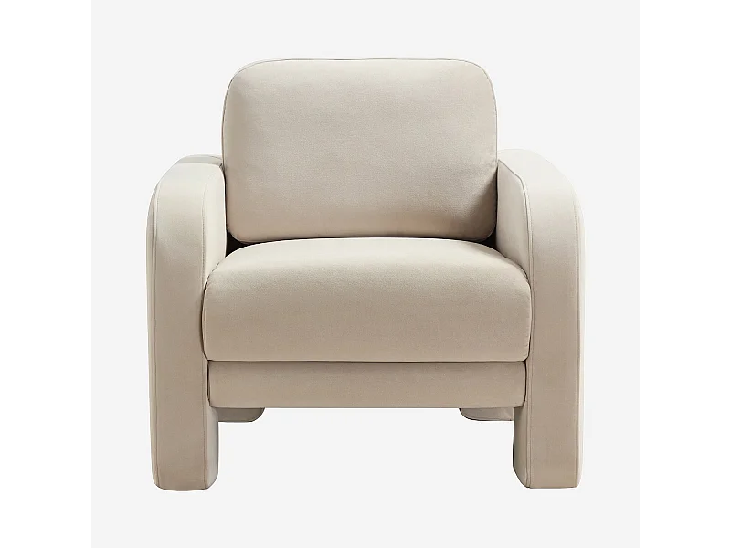 Habitat - Fauteuil en velours - Crème - Braga