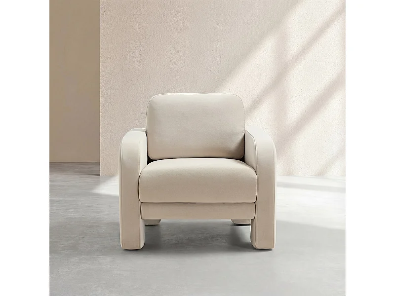 Habitat - Fauteuil en velours - Crème - Braga