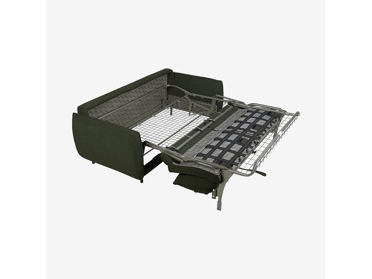 Canapé convertible 3 places - Couchage 160 cm - Matelas en mousse 13 cm - Tissu Tolfa Vert kaki