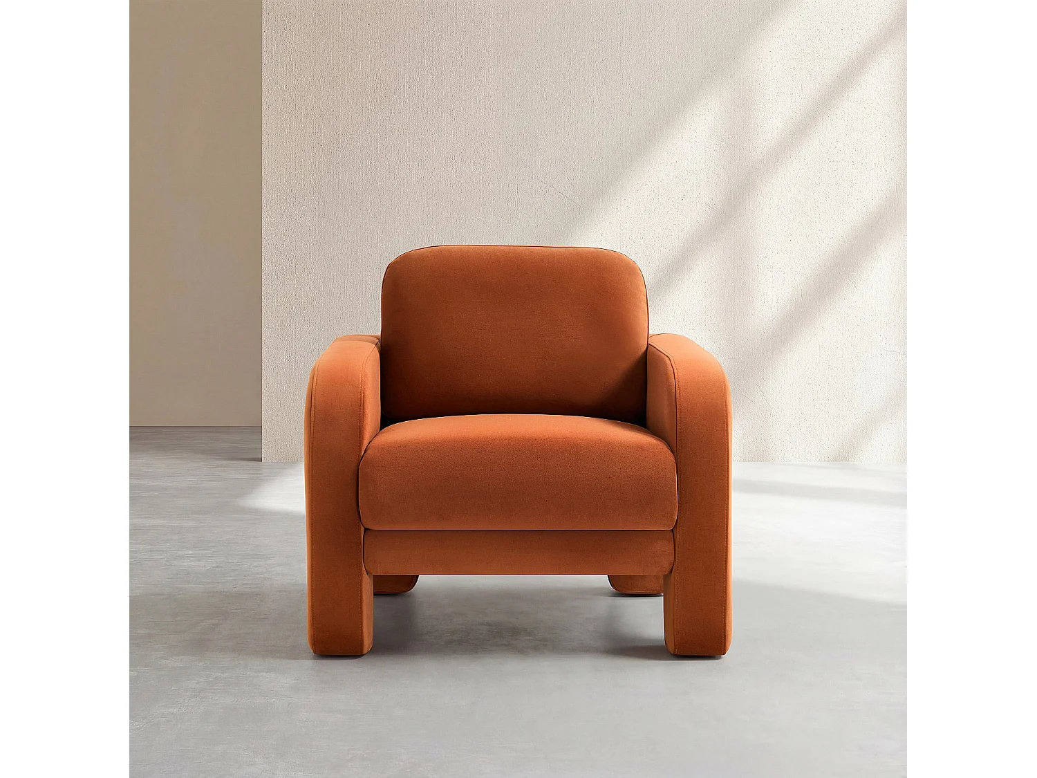 Habitat - Fauteuil en velours - Terracotta - Braga