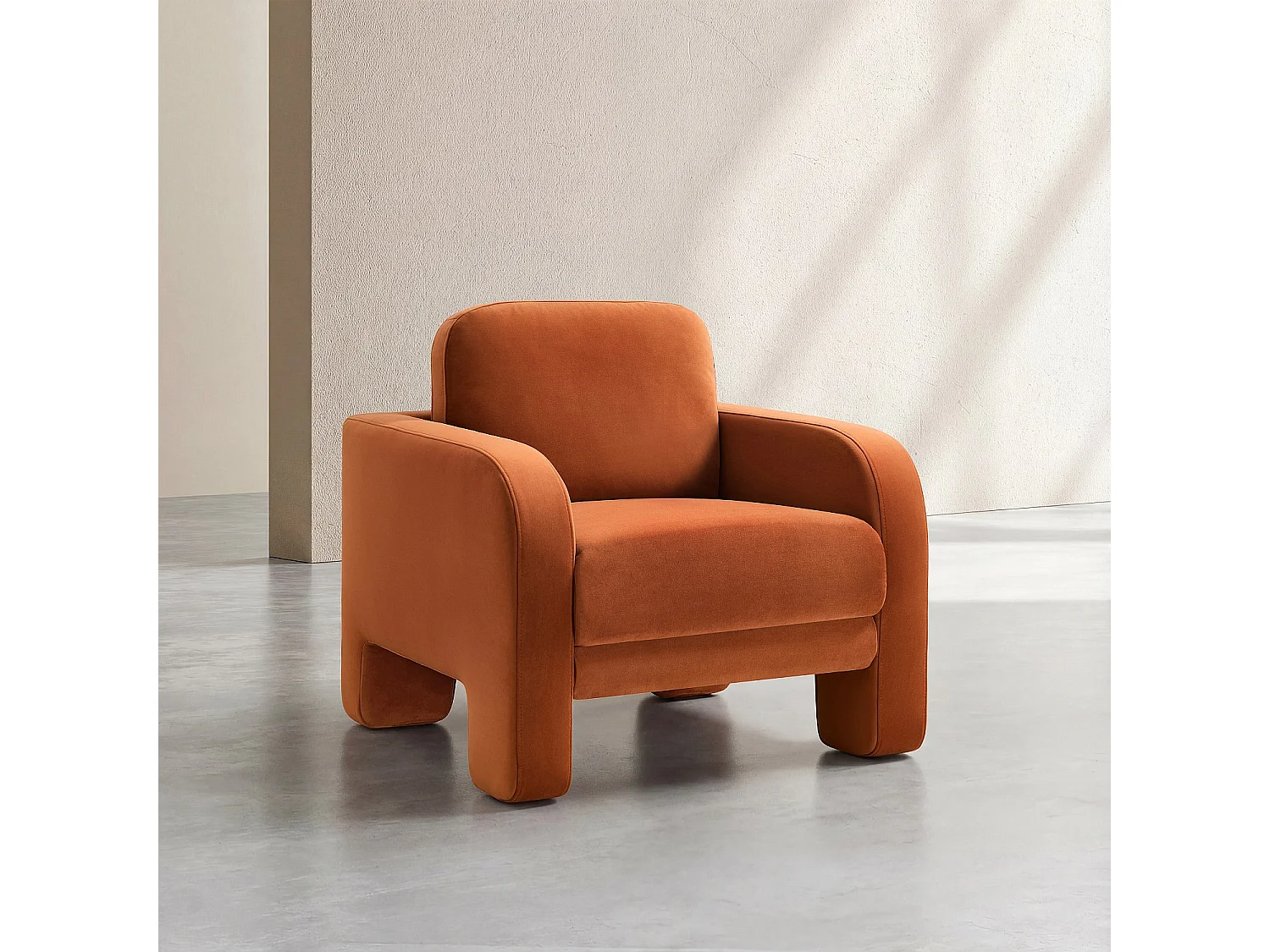 Habitat - Fauteuil en velours - Terracotta - Braga