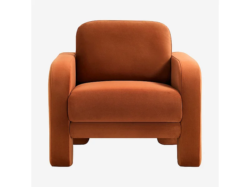 Habitat - Fauteuil en velours - Terracotta - Braga