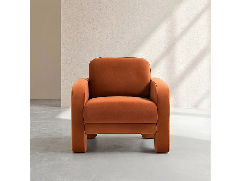 Habitat - Fauteuil en velours - Terracotta - Braga