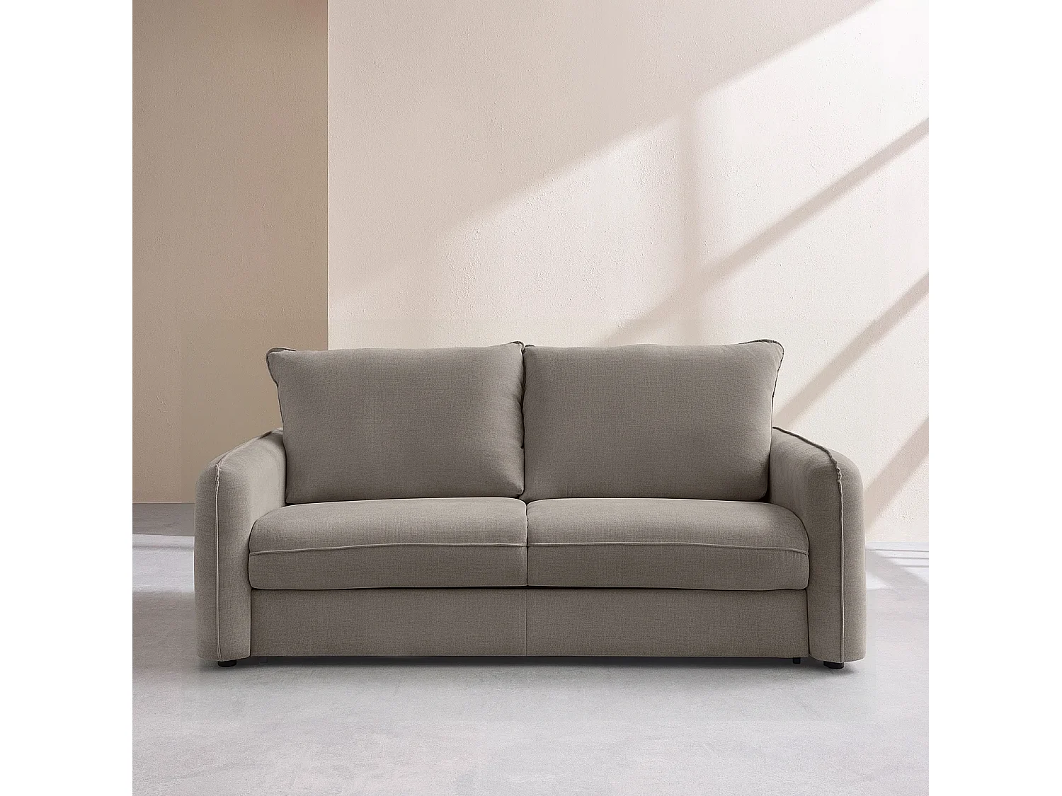 Canapé convertible 3 places - Couchage 160 cm - Matelas 16 cm - Tissu Norcia - Taupe
