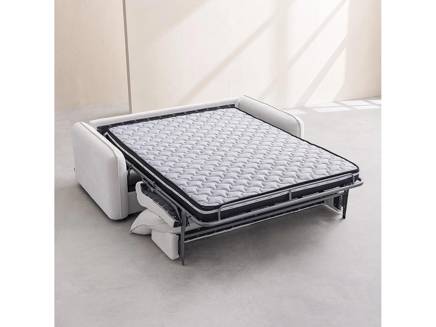 Canapé convertible 3 places - Couchage 160 cm - Matelas 16 cm - Tissu Norcia - Taupe