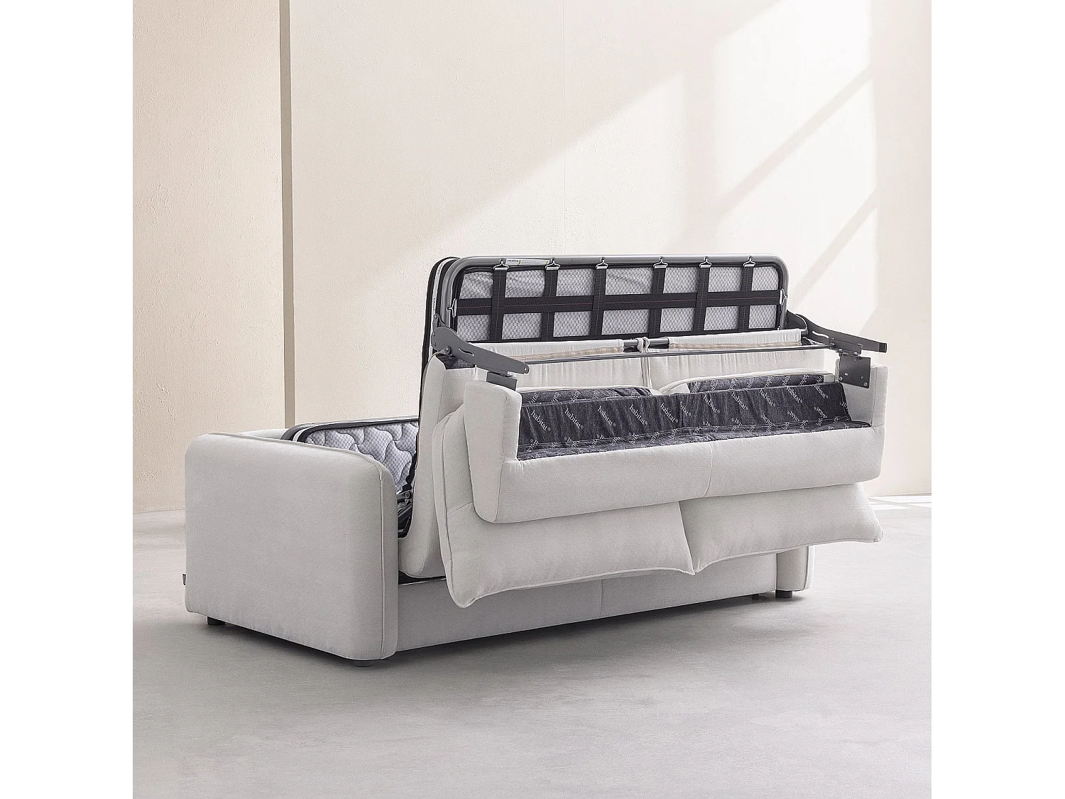 Canapé convertible 3 places - Couchage 160 cm - Matelas 16 cm - Tissu Norcia - Taupe