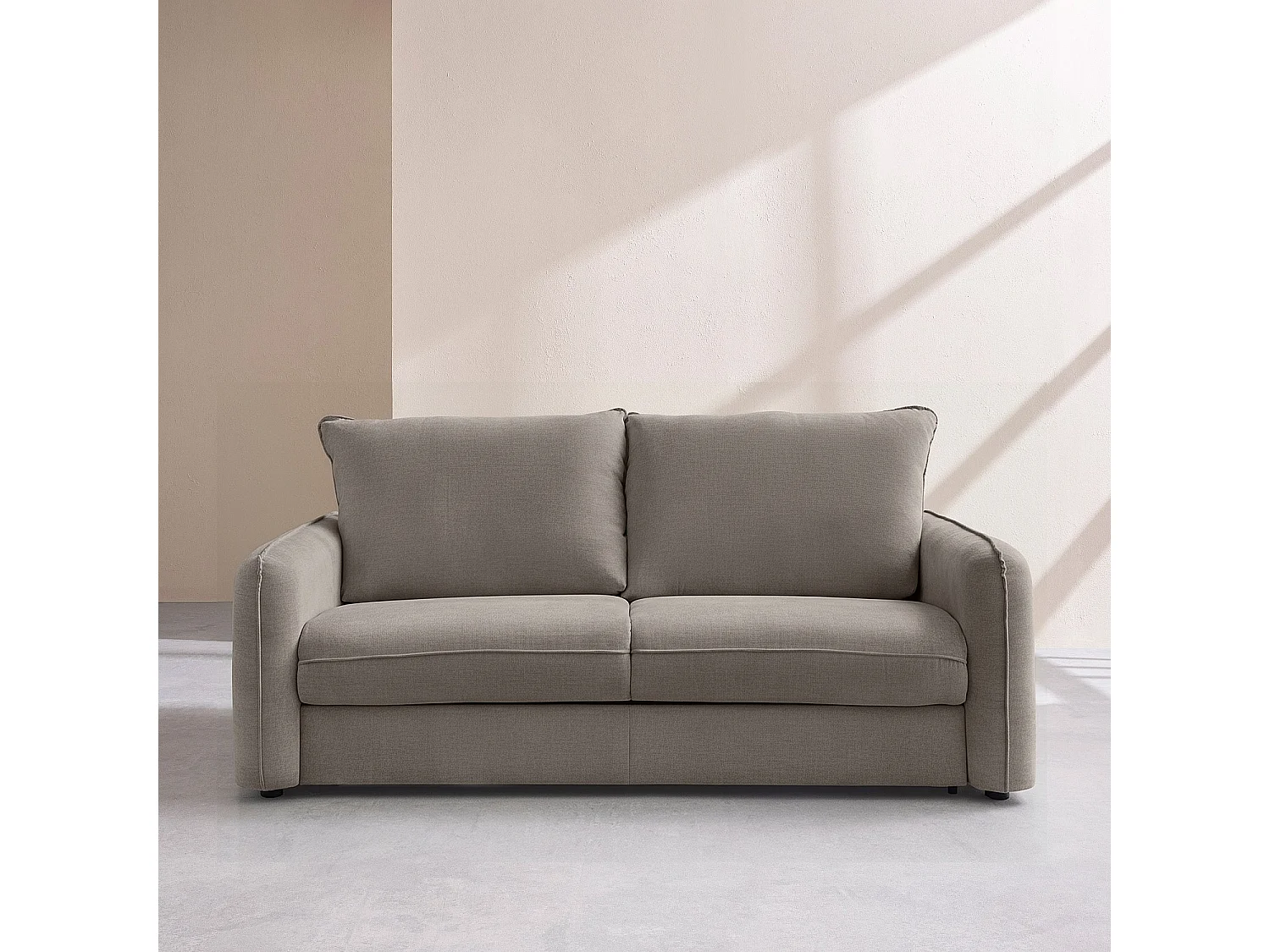 Canapé convertible 3 places - Couchage 160 cm - Matelas 16 cm - Tissu Norcia - Taupe