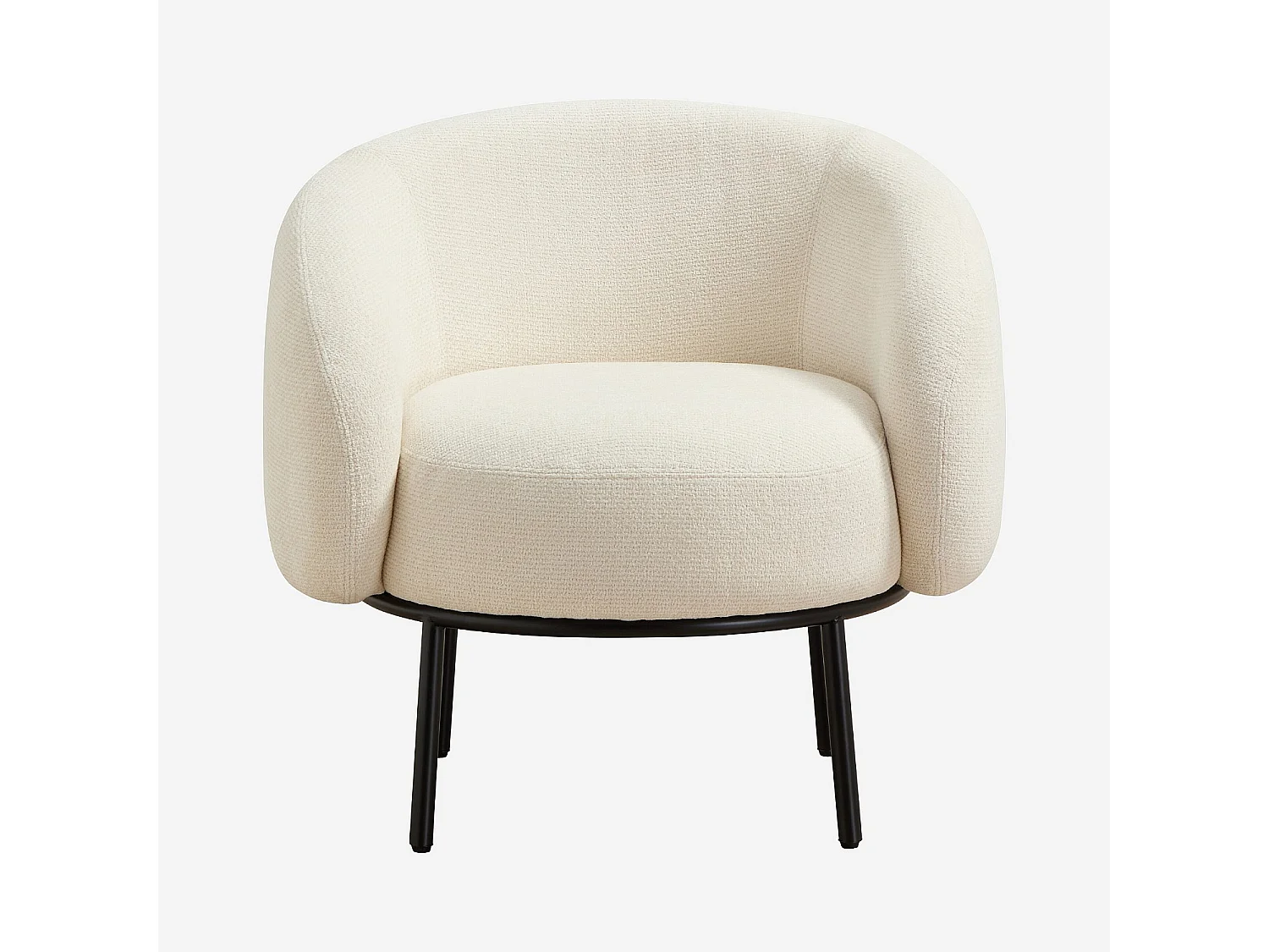 Habitat - Fauteuil en tissu chenille et métal noir - Ivoire - Design by Adrien Carvès - Cajou II