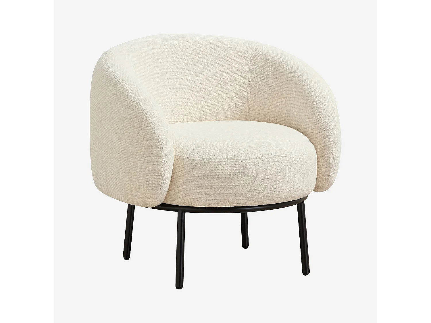 Habitat - Fauteuil en tissu chenille et métal noir - Ivoire - Design by Adrien Carvès - Cajou II