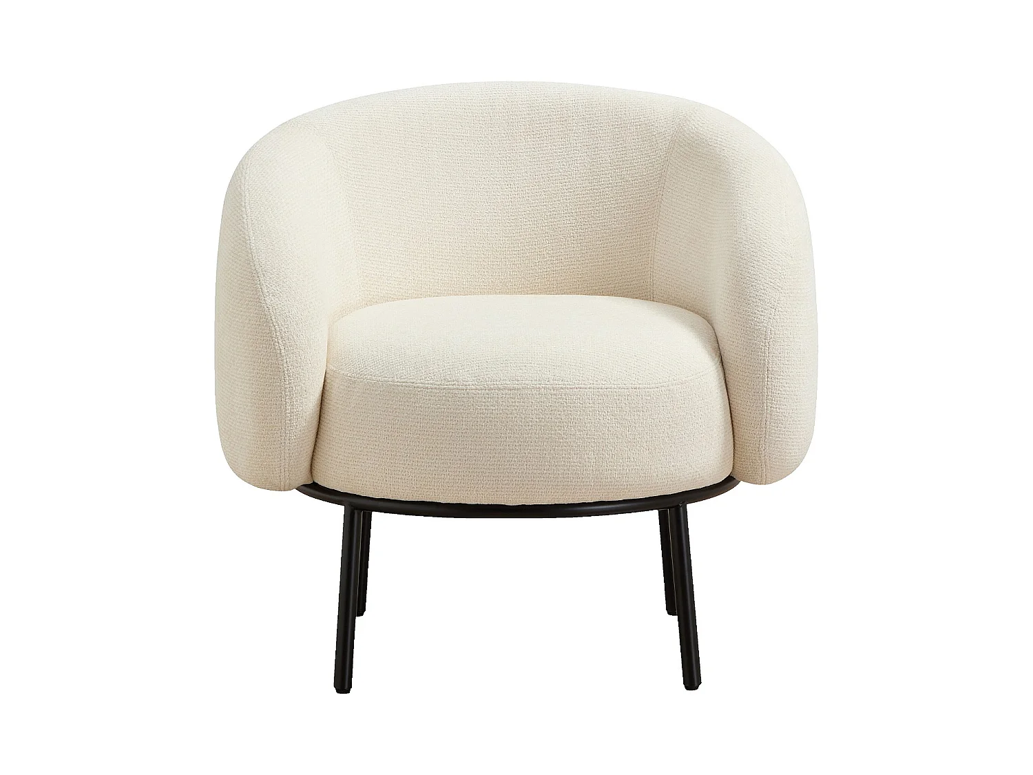 Habitat - Fauteuil en tissu chenille et métal noir - Ivoire - Design by Adrien Carvès - Cajou II