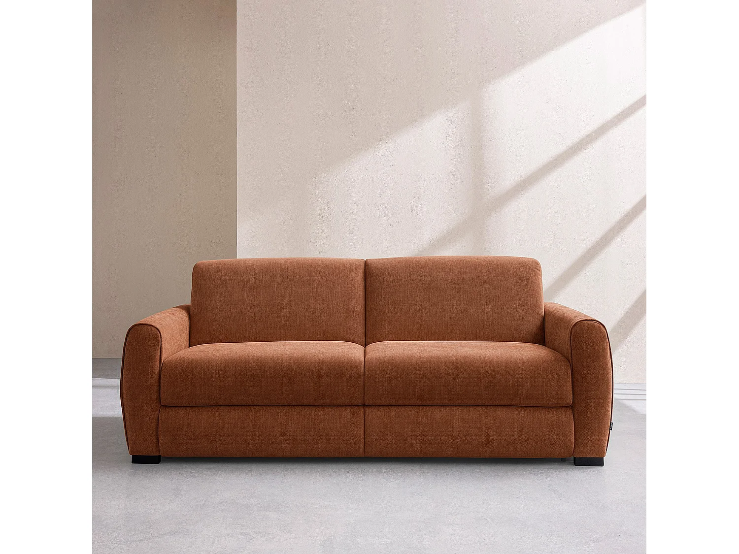 Canapé convertible 3 places - Couchage 160 cm - Matelas 16 cm - Tissu Lugano Terracotta