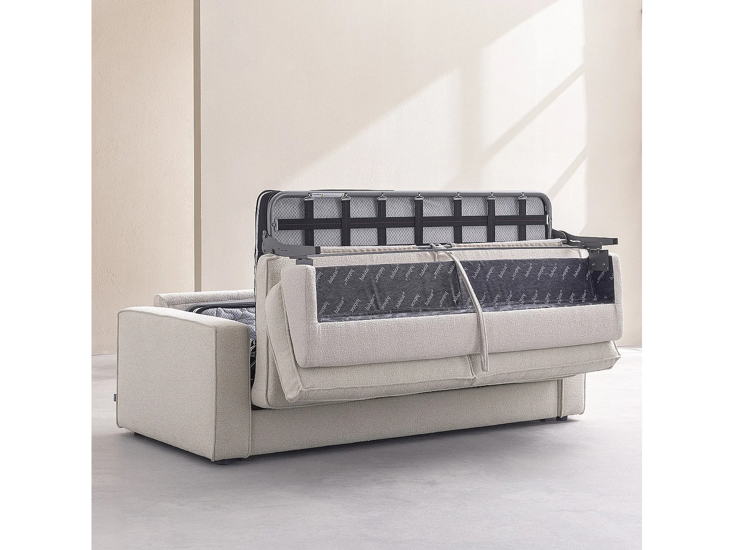 Habitat - Canapé convertible 3 places - Couchage 160 cm - Matelas 13 cm - Tissu bouclette Tolfa - Gris argent - Vienne