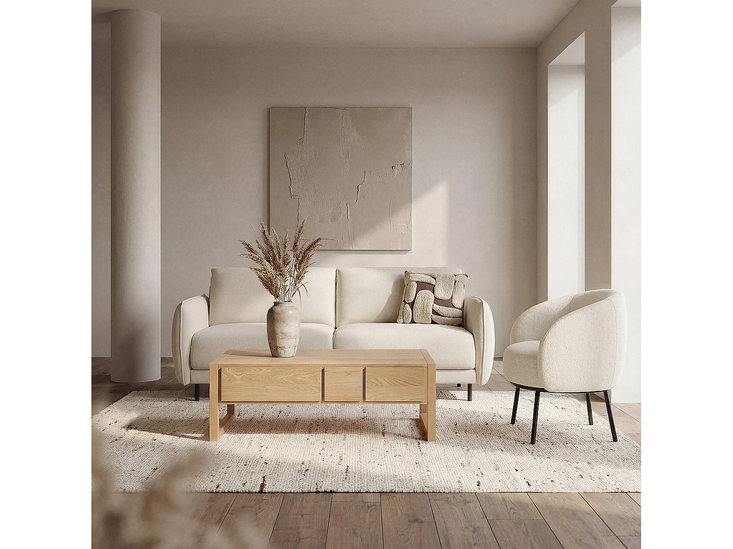 Table basse 6 tiroirs en chêne - Naturel - Design by Bethan Gray