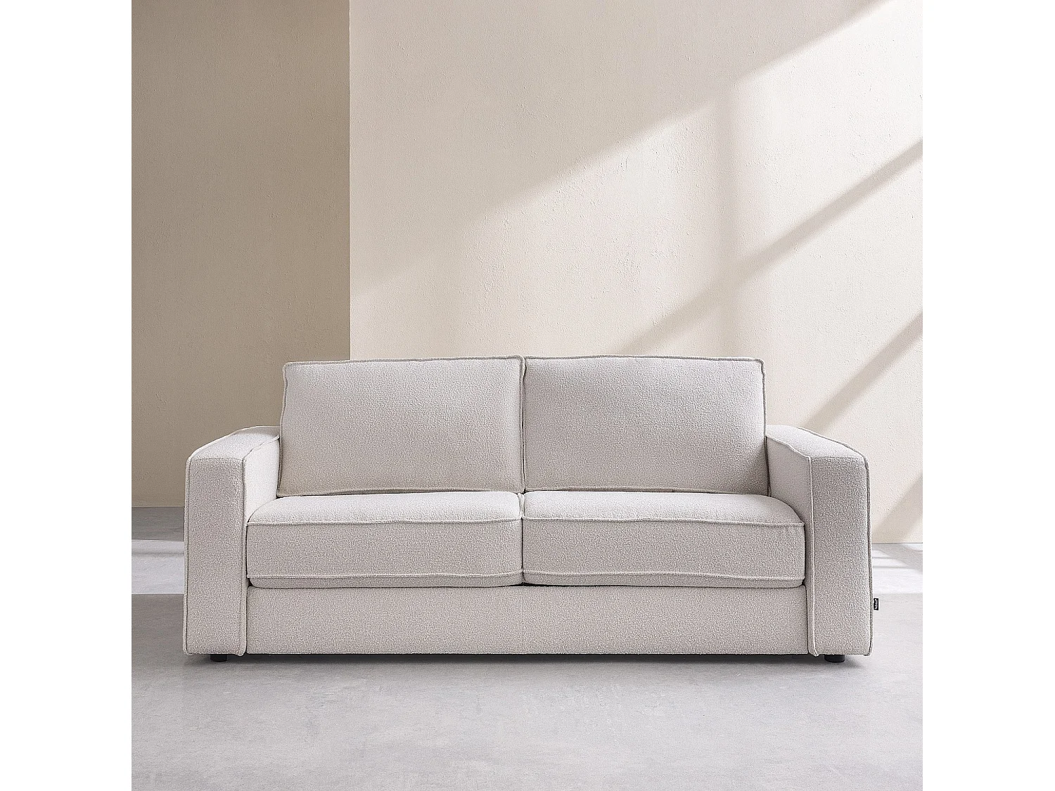 Canapé convertible 2 places - Couchage 140 cm - Matelas 16 cm - Tissu Tolfa Crème