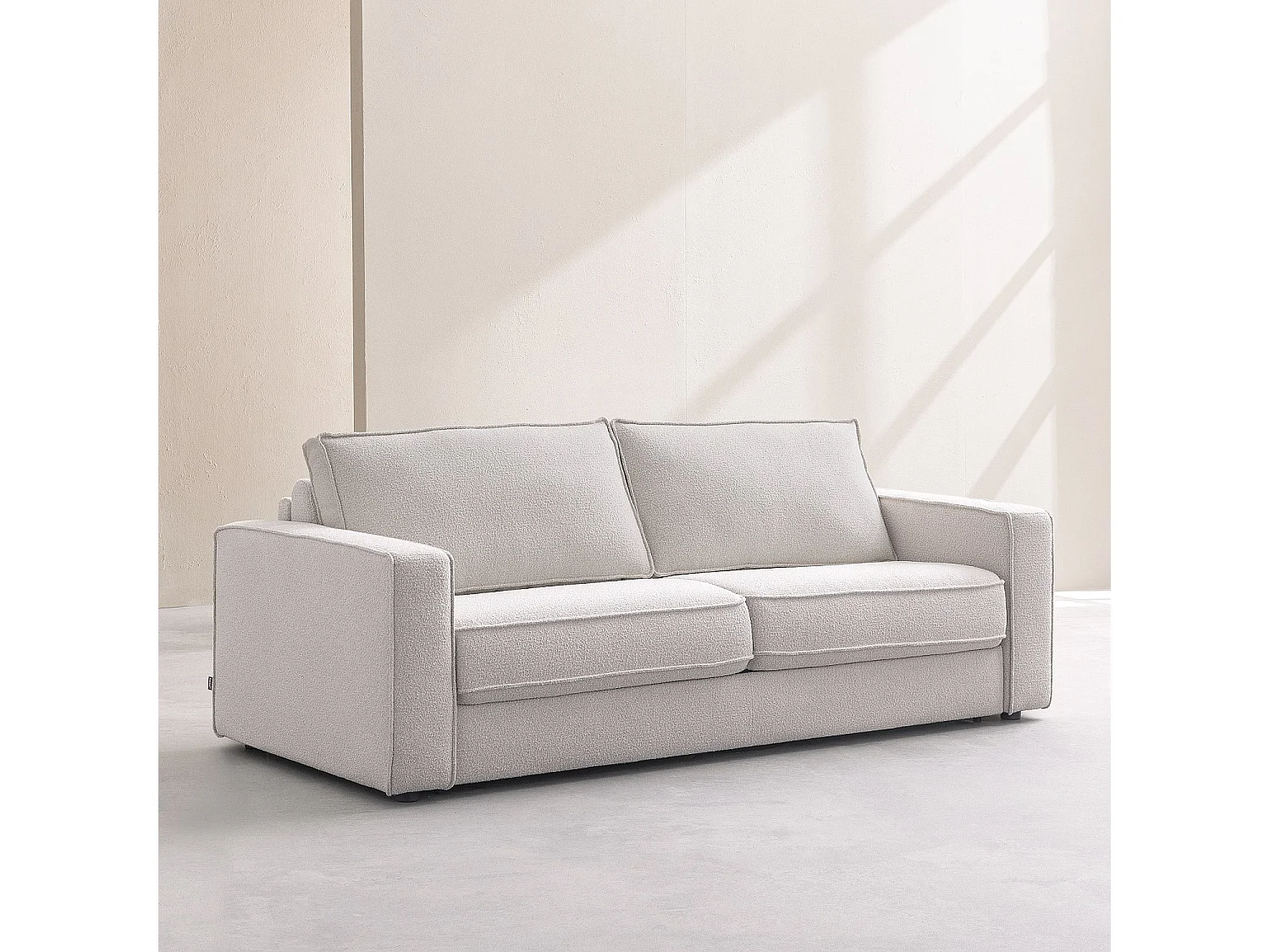 Canapé convertible 2 places - Couchage 140 cm - Matelas 16 cm - Tissu Tolfa Crème