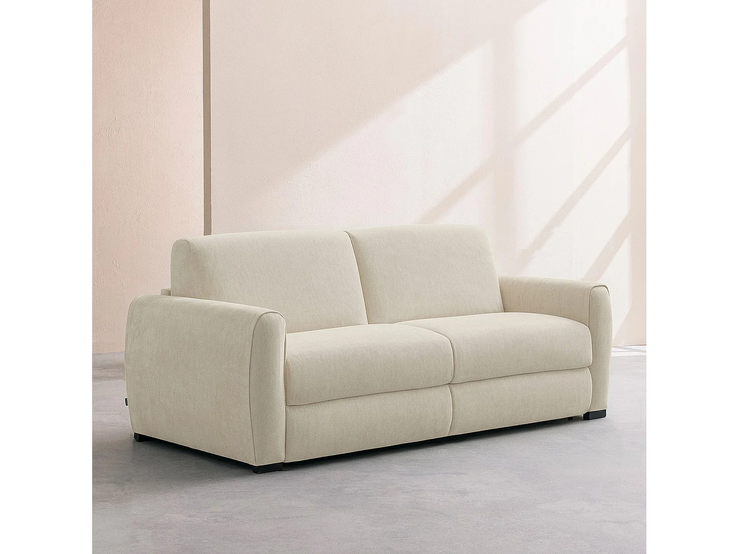 Canapé convertible 2 places - Couchage 140 cm - Matelas 16 cm - Tissu Lugano Beige