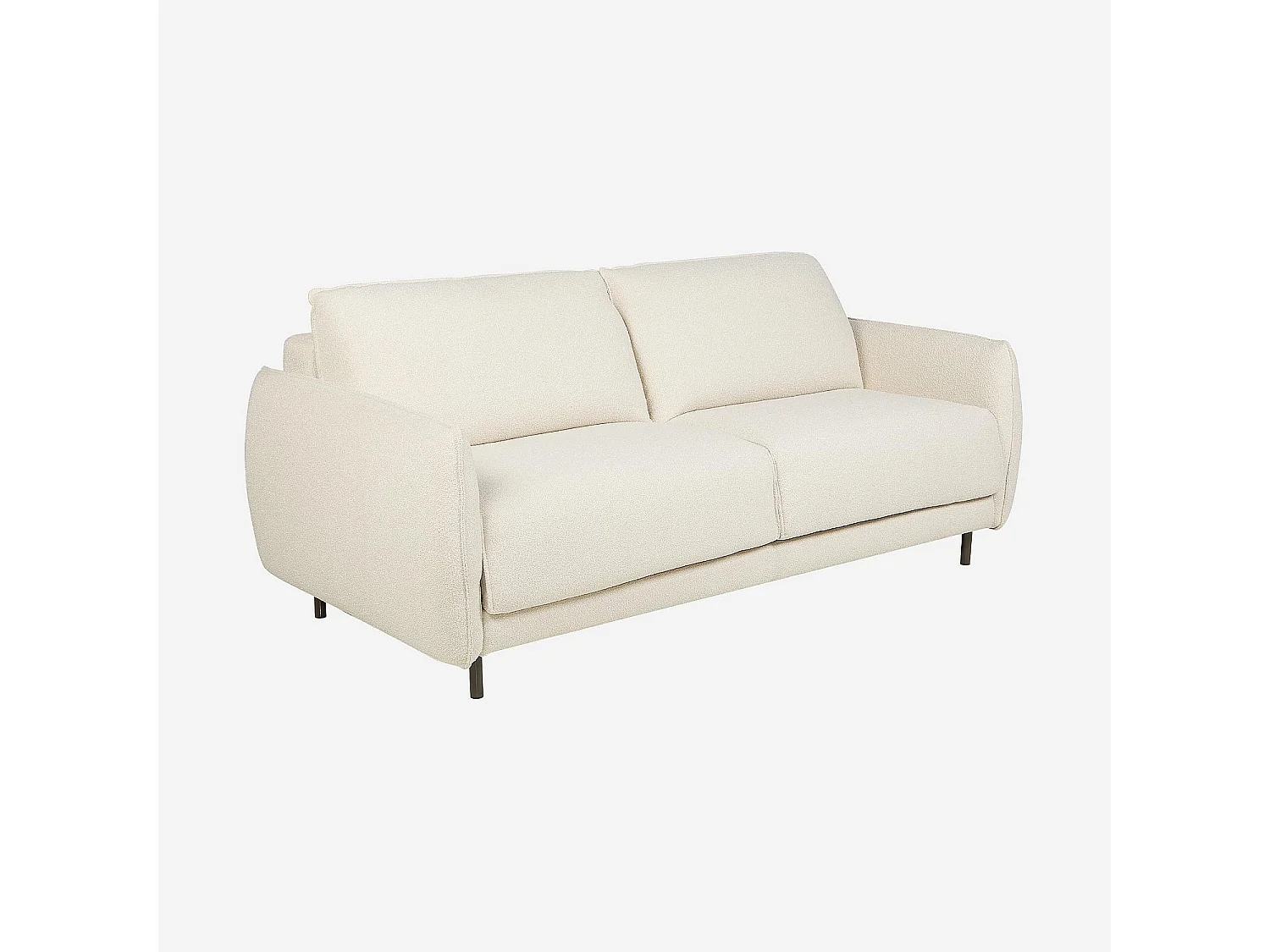 Canapé convertible 2 places - Couchage 140 cm - Matelas en mousse 13 cm - Tissu Tolfa Crème