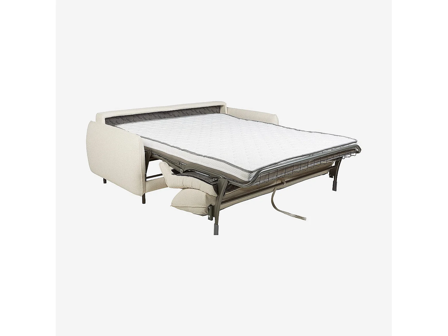 Canapé convertible 2 places - Couchage 140 cm - Matelas en mousse 13 cm - Tissu Tolfa Crème