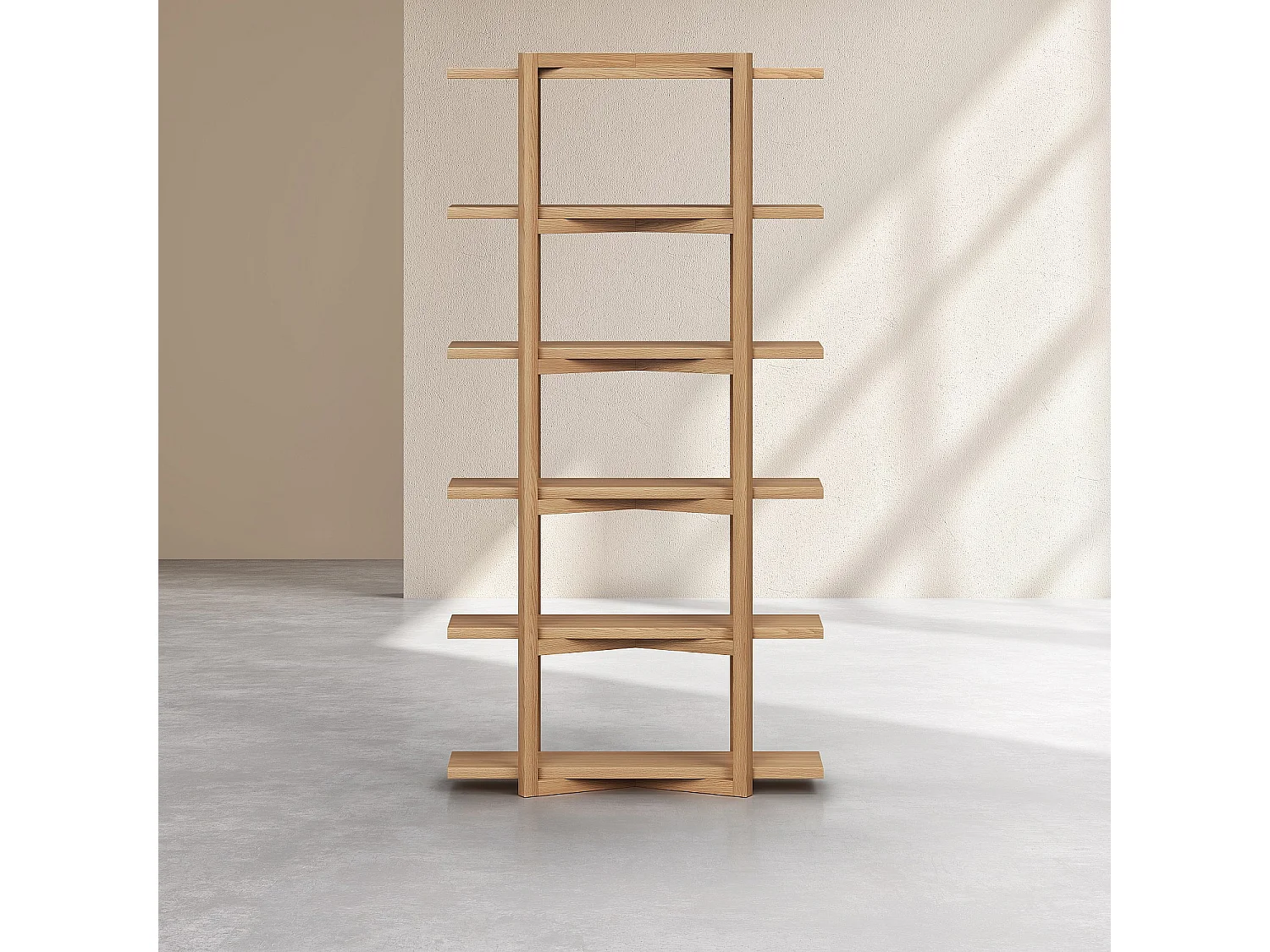 Habitat - Bibliothèque 5 étagères en chêne - Naturel - Janoa