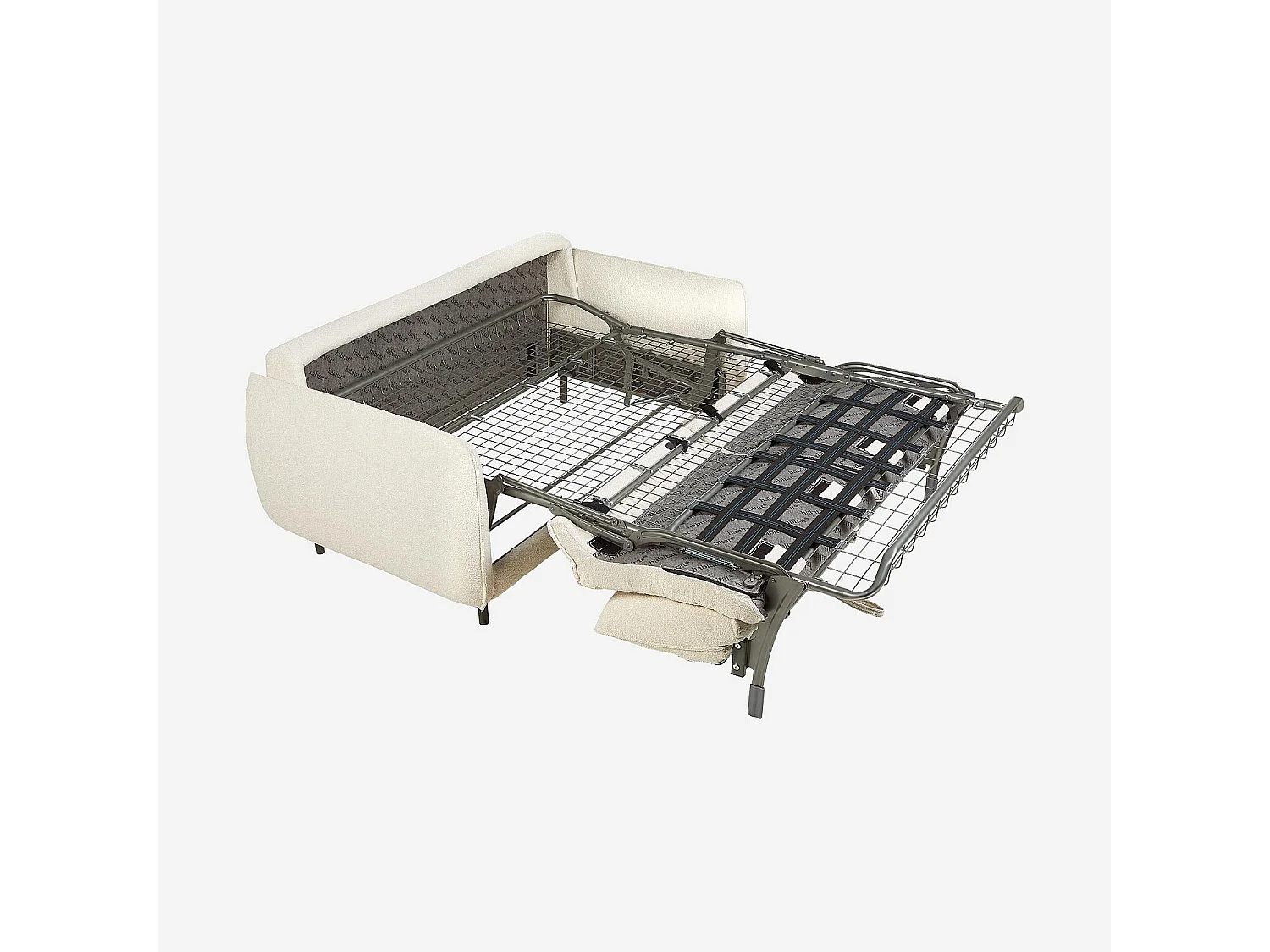 Canapé convertible 3 places - Couchage 160 cm - Matelas en mousse 13 cm - Tissu Tolfa Crème