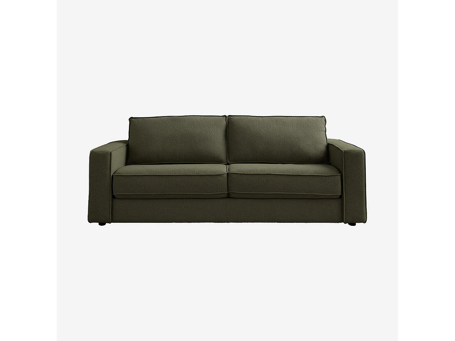 Canapé convertible 3 places - Couchage 160 cm - Matelas 16 cm - Tissu Tolfa Vert kaki