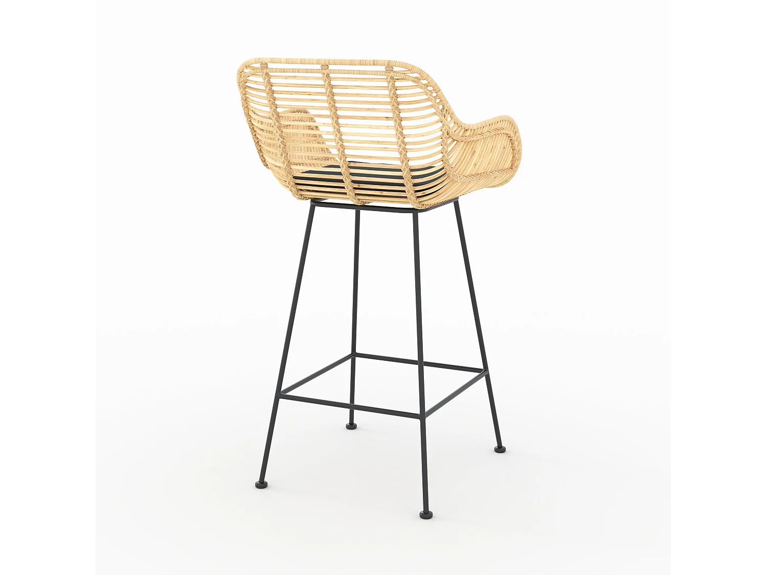 Lot de 2 chaises pour îlot central 66 cm en rotin et tissu noir - Pops