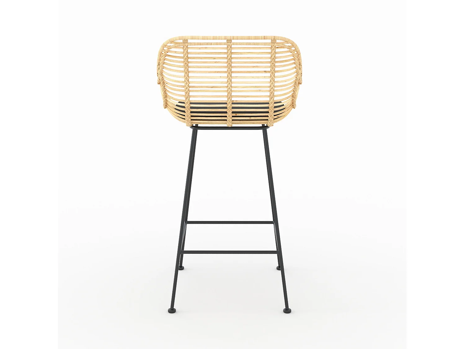 Lot de 2 chaises pour îlot central 66 cm en rotin et tissu noir - Pops