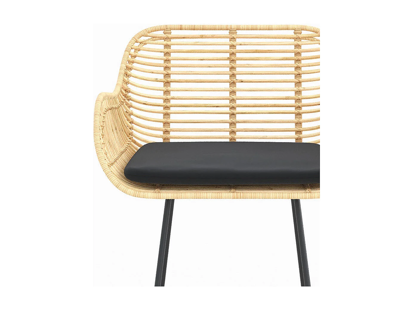 Set di 2 sedie da bar 66 cm in rattan e tessuto nero - Pops