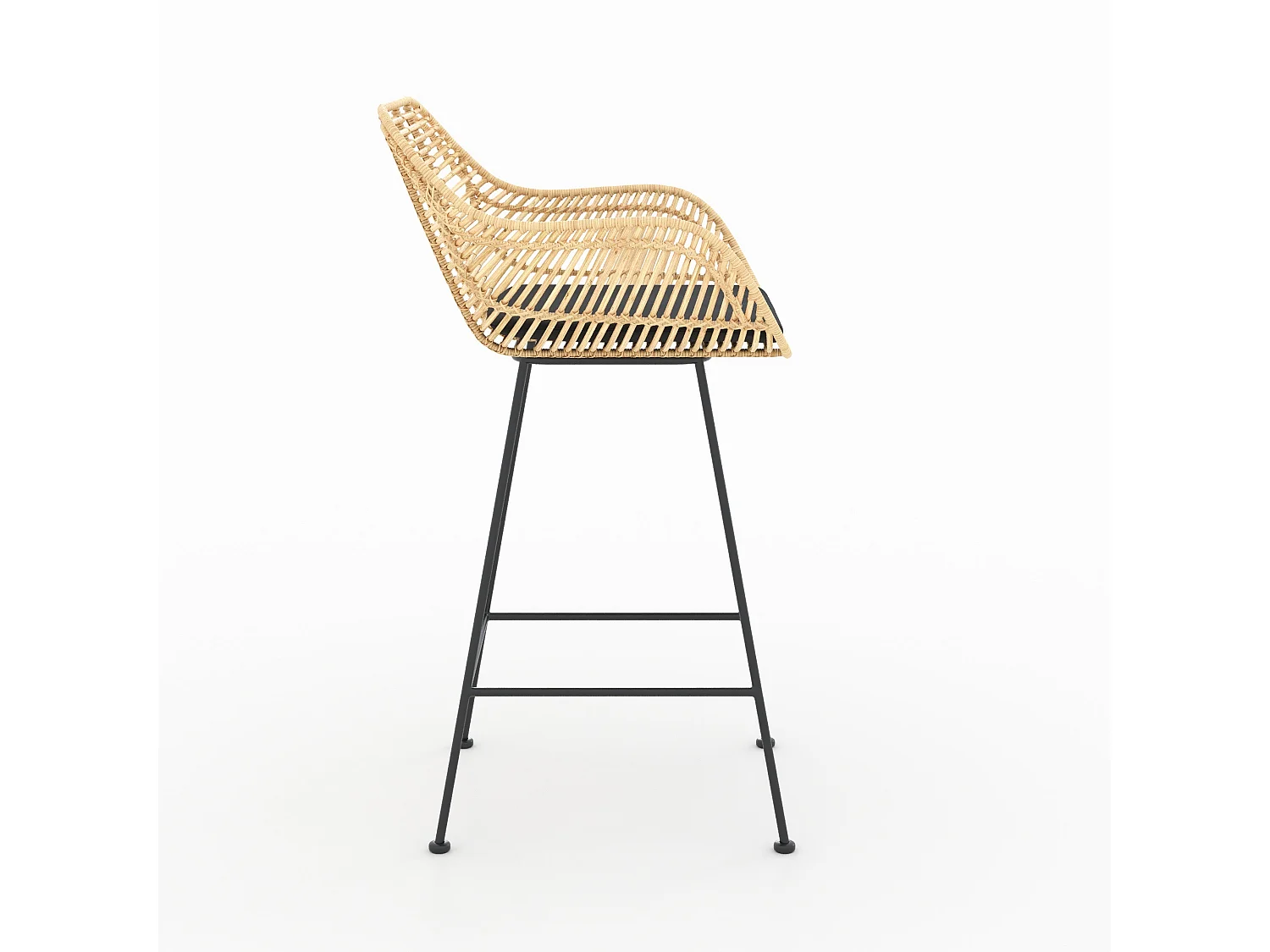 Set di 2 sedie da bar 66 cm in rattan e tessuto nero - Pops