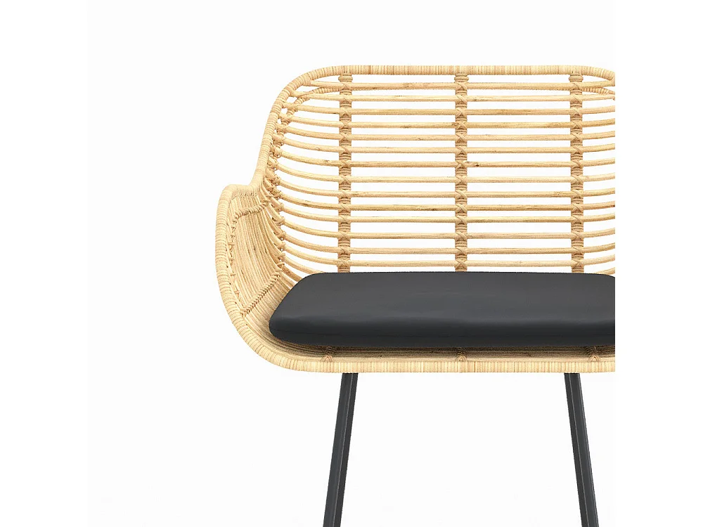 Set di 2 sedie da bar 66 cm in rattan e tessuto nero - Pops