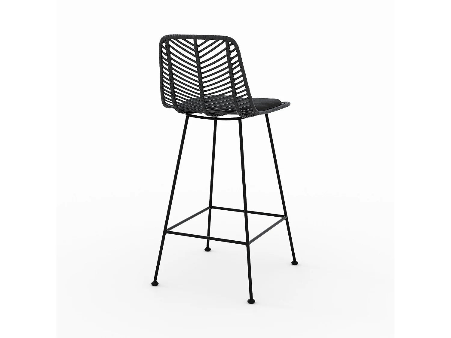 Lot de 2 chaises pour îlot central 66 cm en rotin noir - Tamara