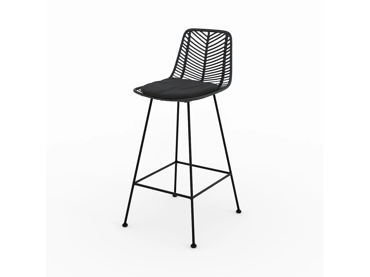 Lot de 2 chaises pour îlot central 66 cm en rotin noir - Tamara