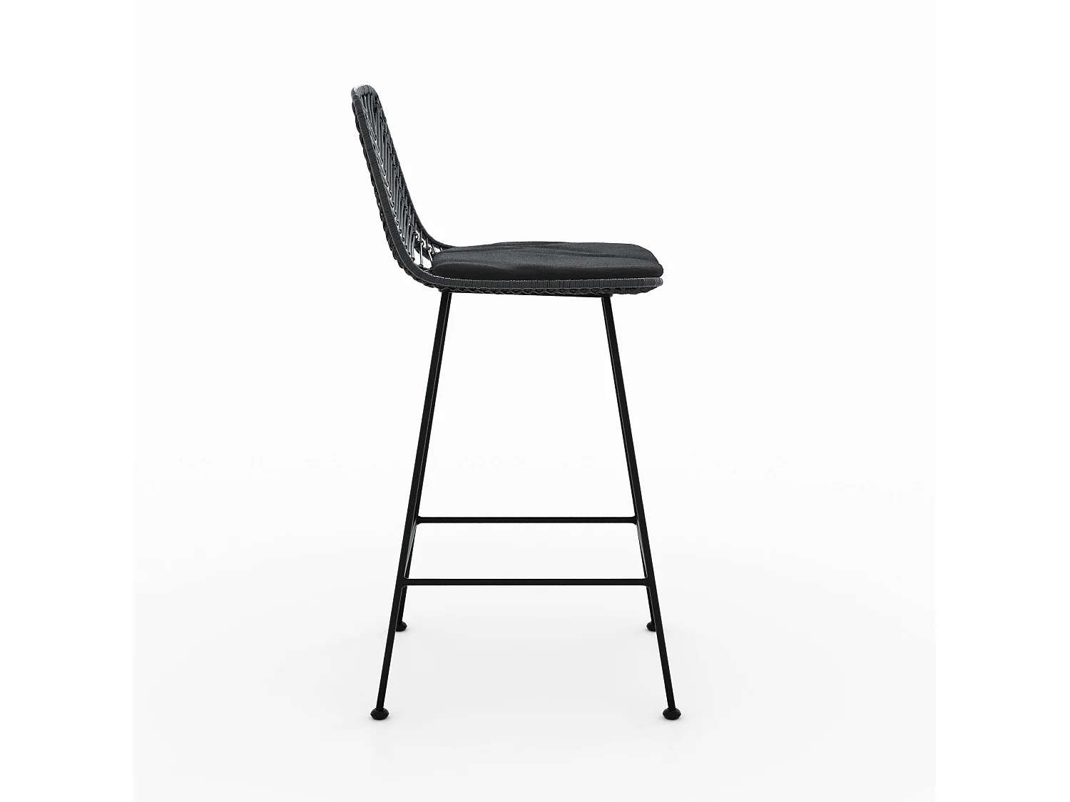 Lot de 2 chaises pour îlot central 66 cm en rotin noir - Tamara