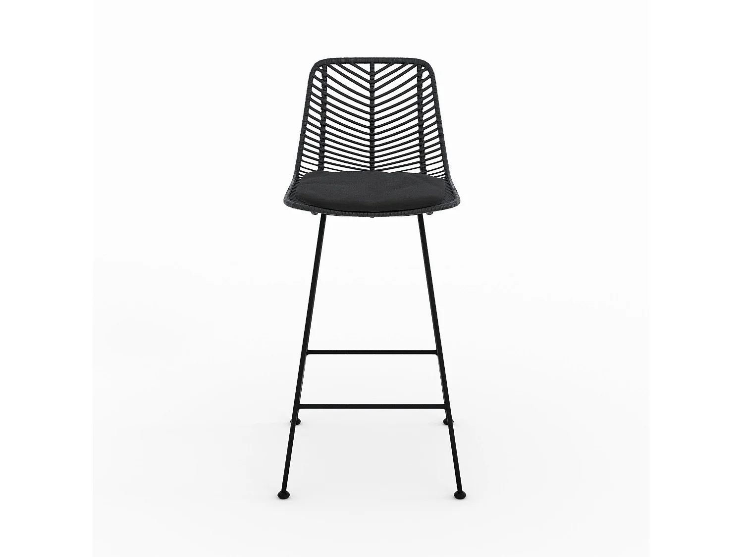 Lot de 2 chaises pour îlot central 66 cm en rotin noir - Tamara