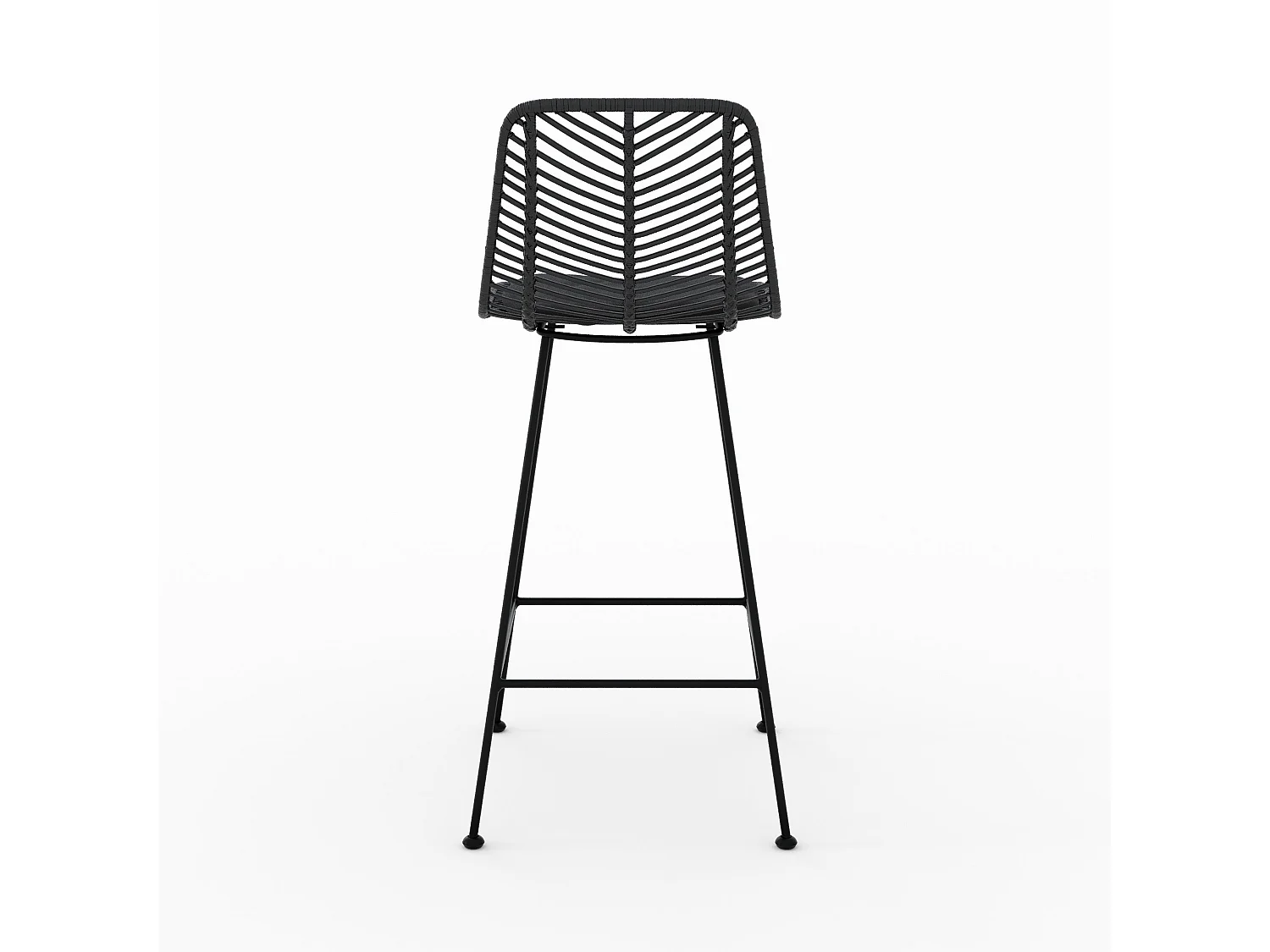 Lot de 2 chaises pour îlot central 66 cm en rotin noir - Tamara
