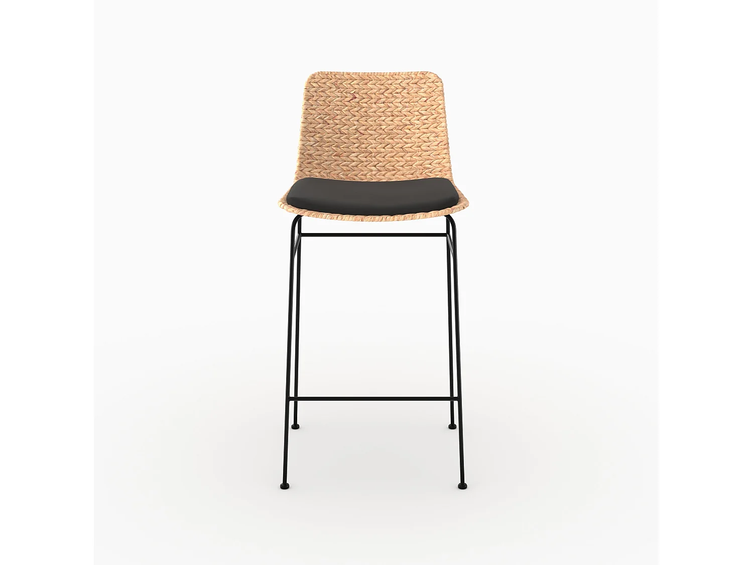 Lot de 2 chaises pour îlot central 66 cm en matière naturelle et noir - Faro