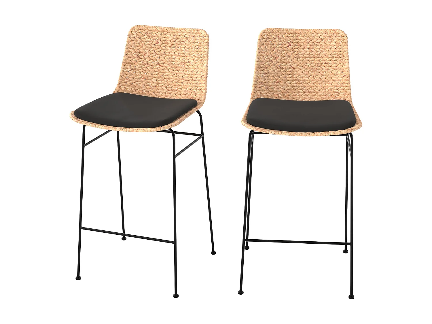 Lote de 2 sillas para isla central de 66 cm material natural, negro - Faro