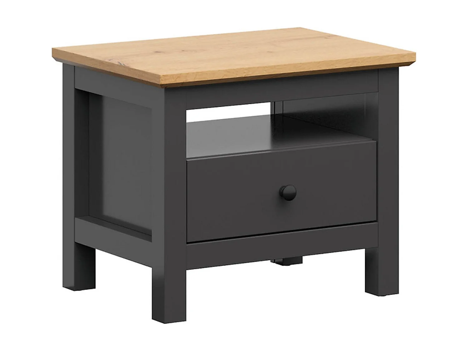 Table de chevet table de nuit avec tiroir coloris Gris graphite/Chêne artisan - Longueur 60 x Profondeur 44 x Hauteur 50 cm