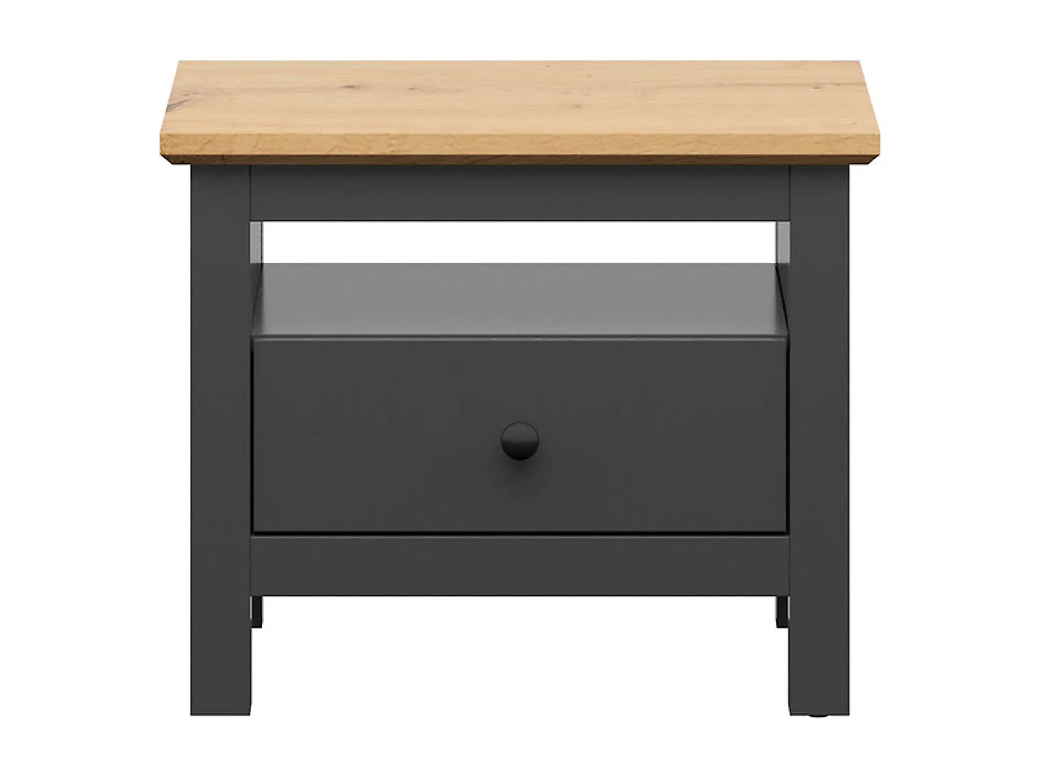 Table de chevet table de nuit avec tiroir coloris Gris graphite/Chêne artisan - Longueur 60 x Profondeur 44 x Hauteur 50 cm