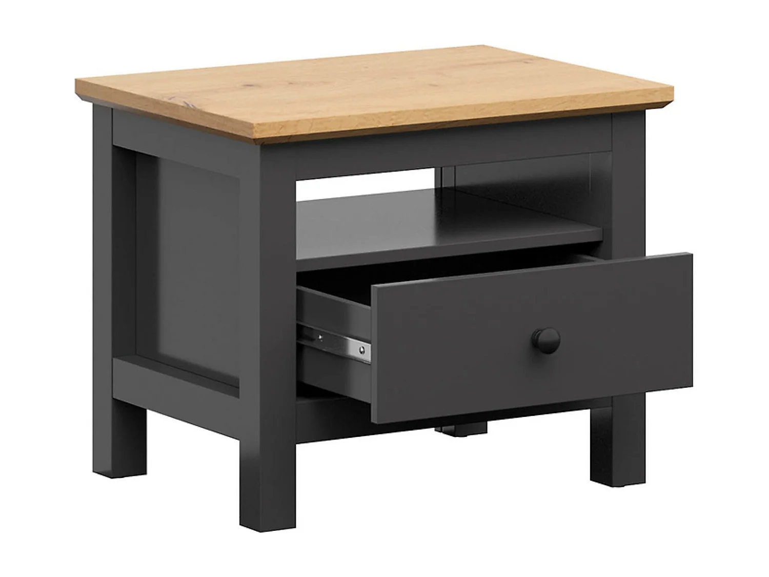 Table de chevet table de nuit avec tiroir coloris Gris graphite/Chêne artisan - Longueur 60 x Profondeur 44 x Hauteur 50 cm