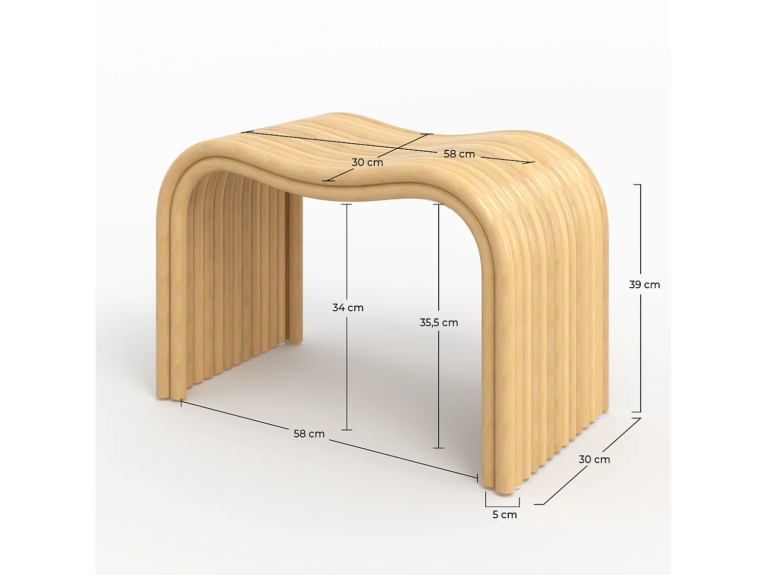 Taburete de ratán natural 68 cm - Wave