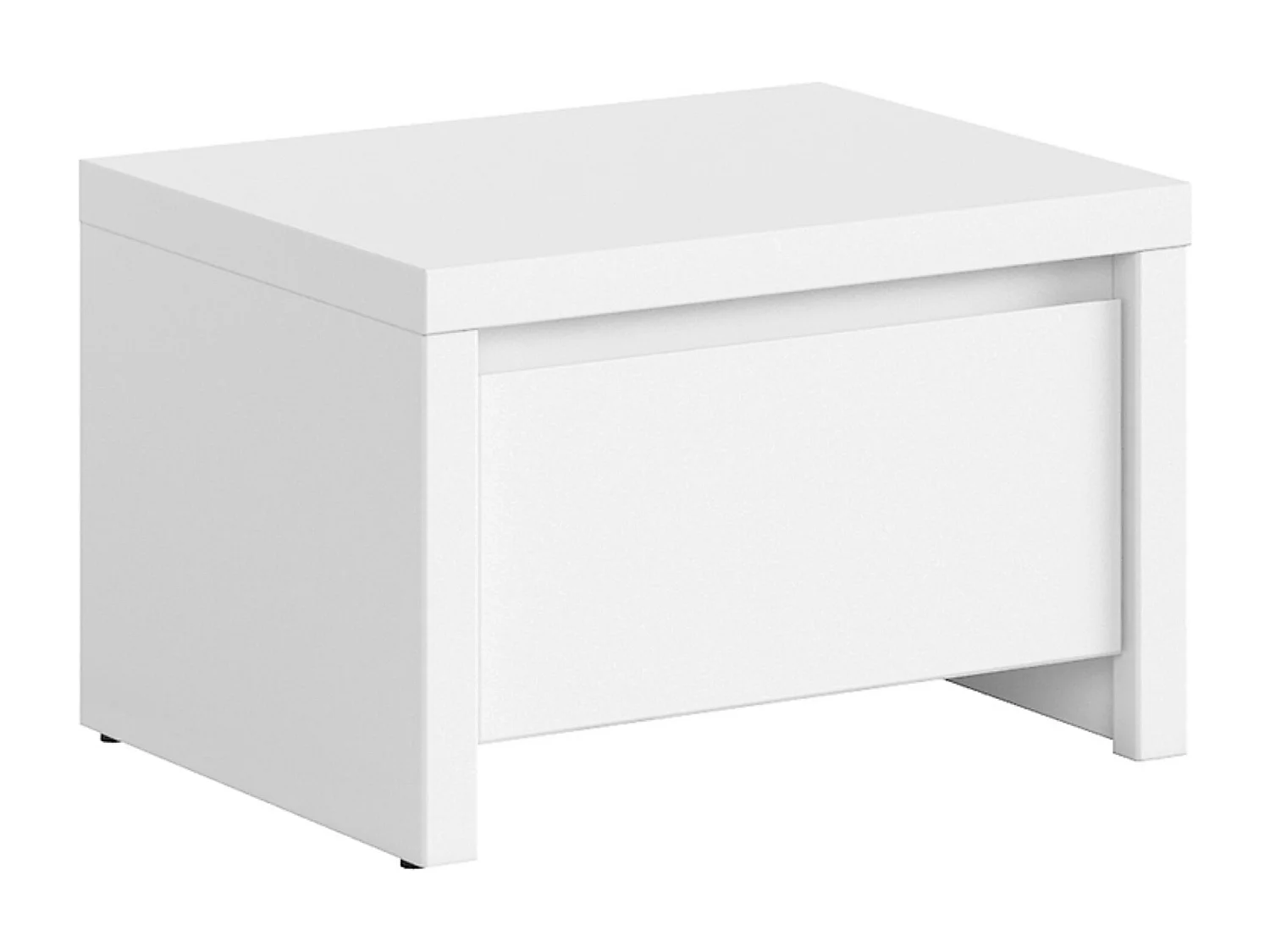 Table de chevet Table de nuit avec tiroir, coloris Blanc/Blanc Mat - Longueur 51 x Profondeur 40,5 x Hauteur 33,5 cm