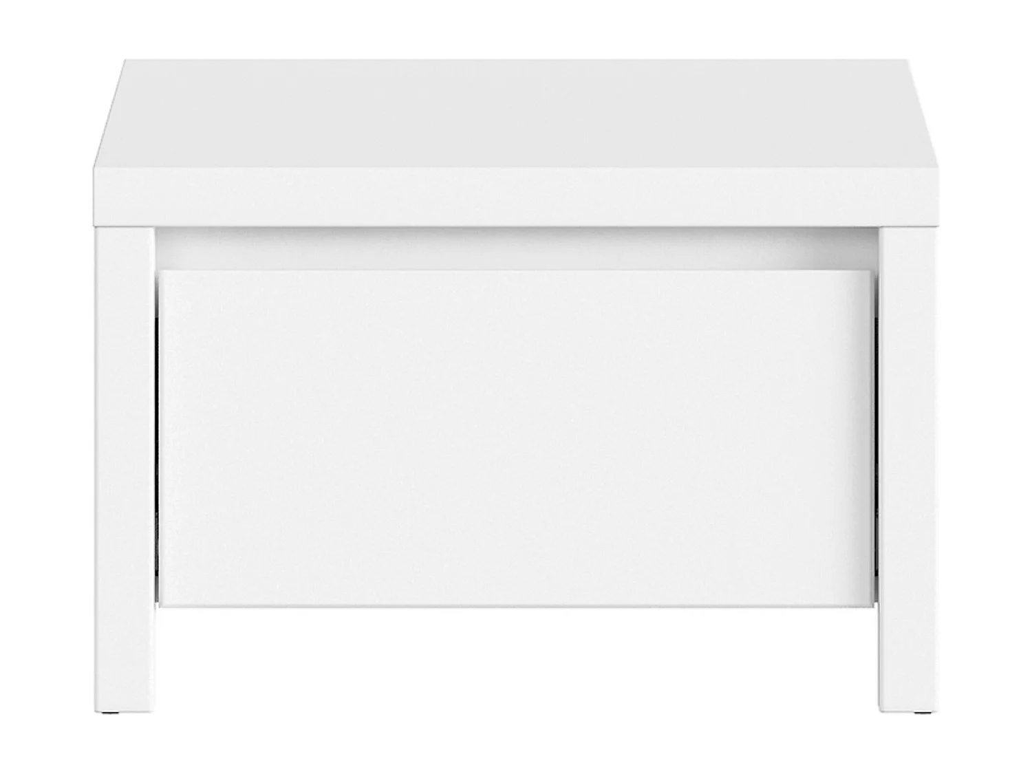Table de chevet Table de nuit avec tiroir, coloris Blanc/Blanc Mat - Longueur 51 x Profondeur 40,5 x Hauteur 33,5 cm