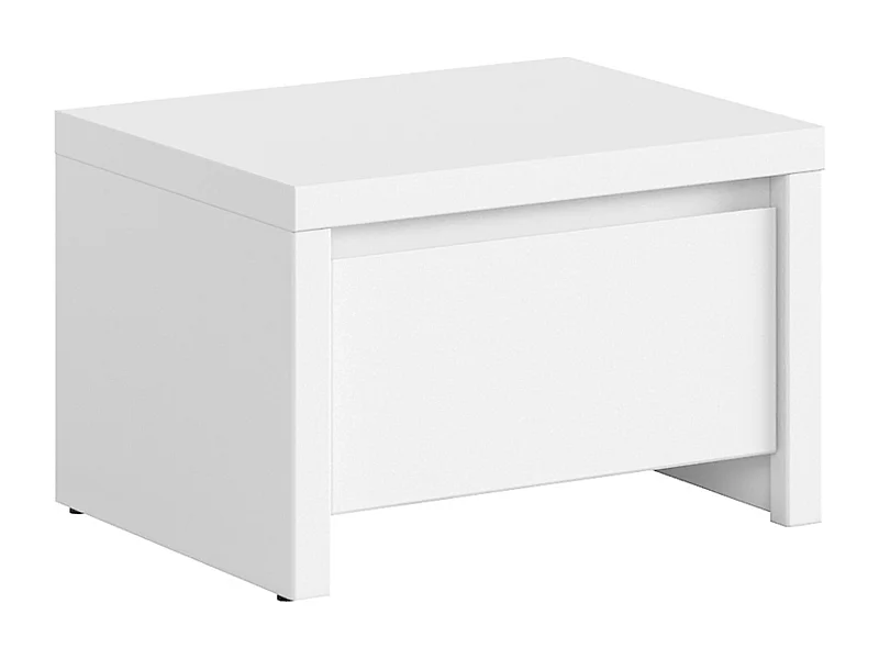 Table de chevet Table de nuit avec tiroir, coloris Blanc/Blanc Mat - Longueur 51 x Profondeur 40,5 x Hauteur 33,5 cm