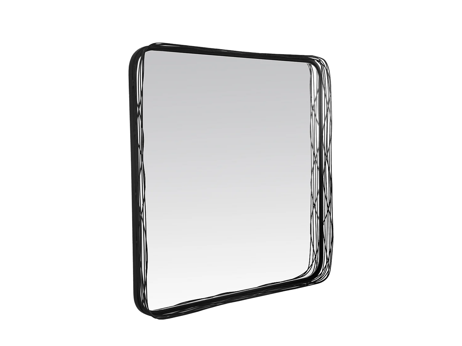 Miroir carré contours filaires métal noir 80x80cm